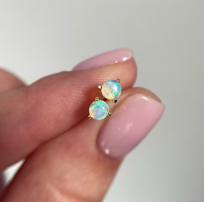 14K Yellow or Rose gold earrings with Australian crystal opals ...