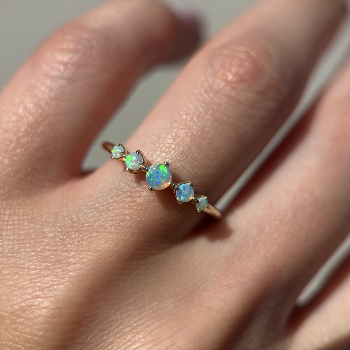 14K Yellow or Rose gold ring with Australian Crystal Opals - Image 10