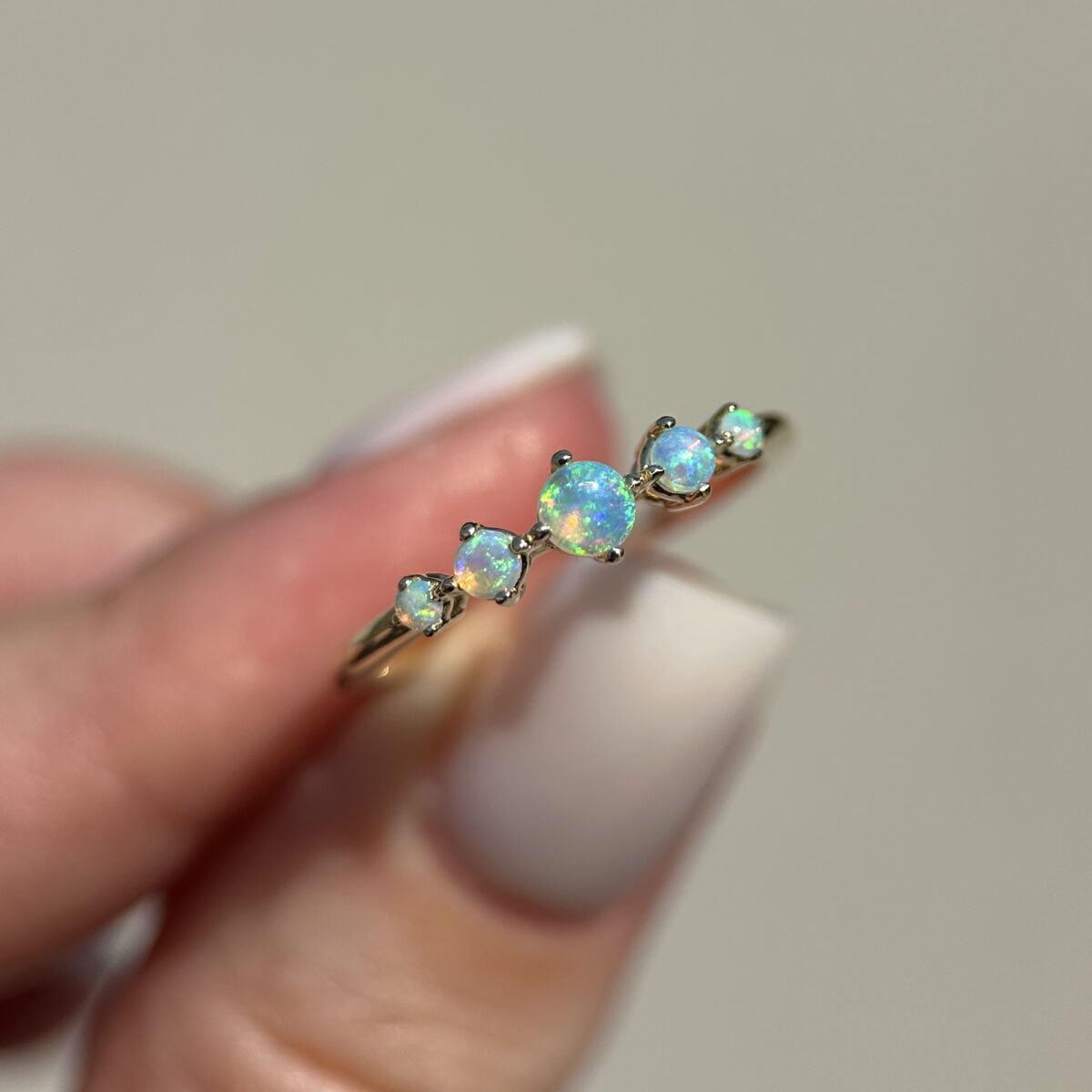 14K Yellow or Rose gold ring with Australian Crystal Opals - Image 3