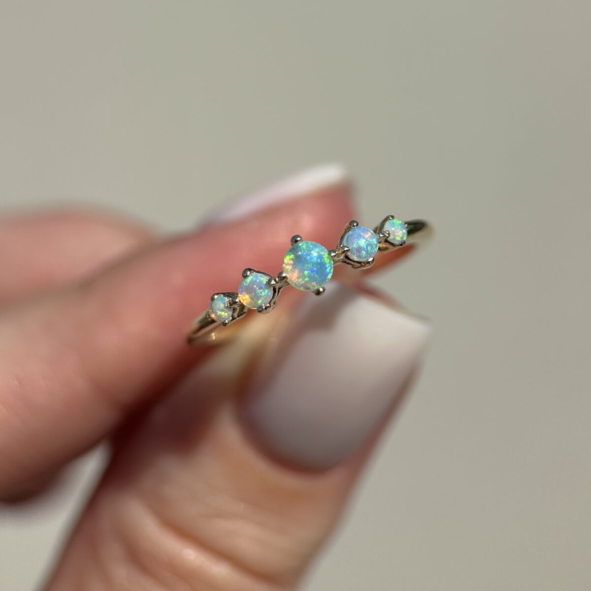 14K Yellow or Rose gold ring with Australian Crystal Opals - Image 9