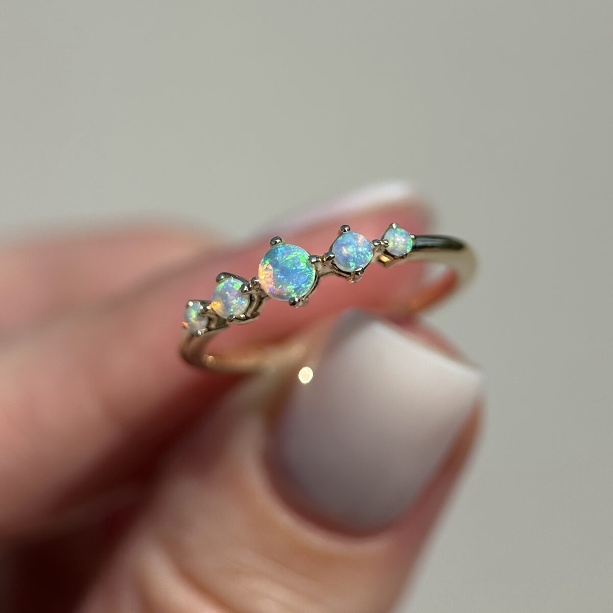 14K Yellow or Rose gold ring with Australian Crystal Opals - Image 8