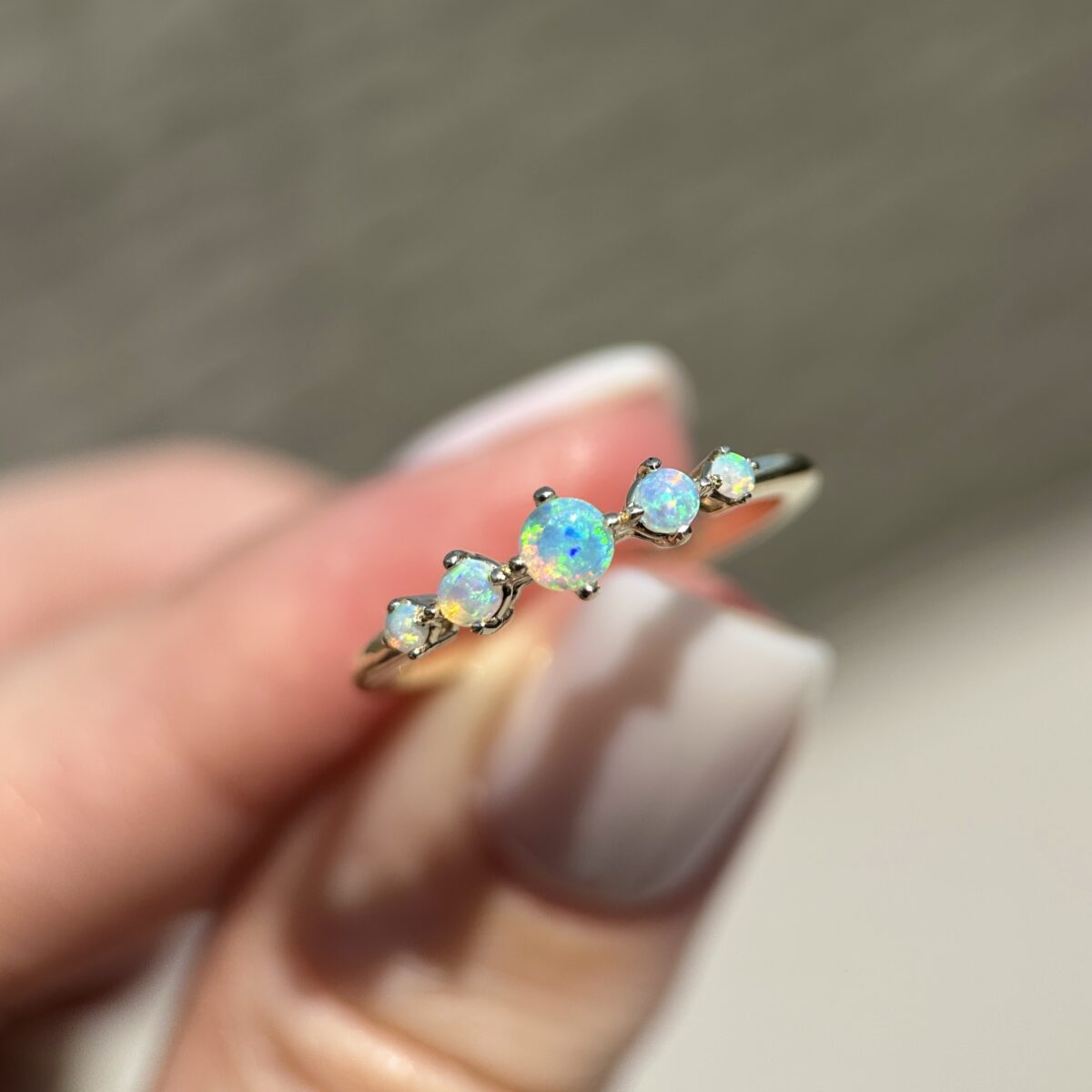 14K Yellow or Rose gold ring with Australian Crystal Opals - Image 7