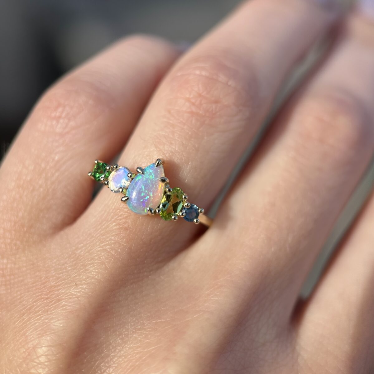 14K Yellow Gold & Crystal Opal Fusion Ring SZ 9.25 - Image 10