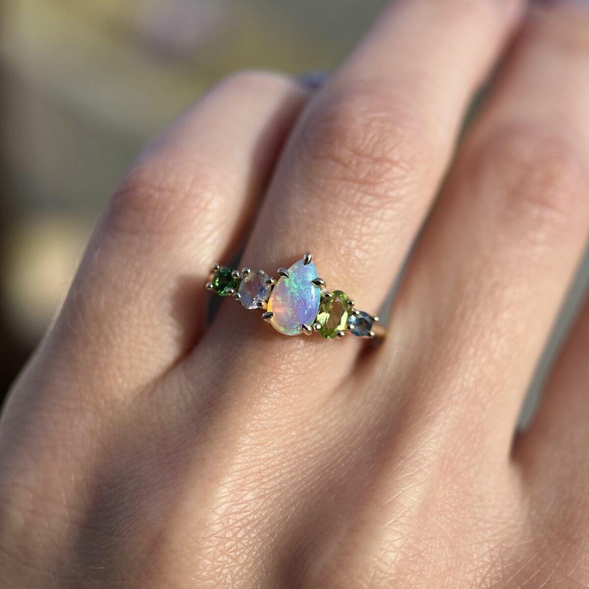 14K Yellow Gold & Crystal Opal Fusion Ring SZ 9.25 - Image 11