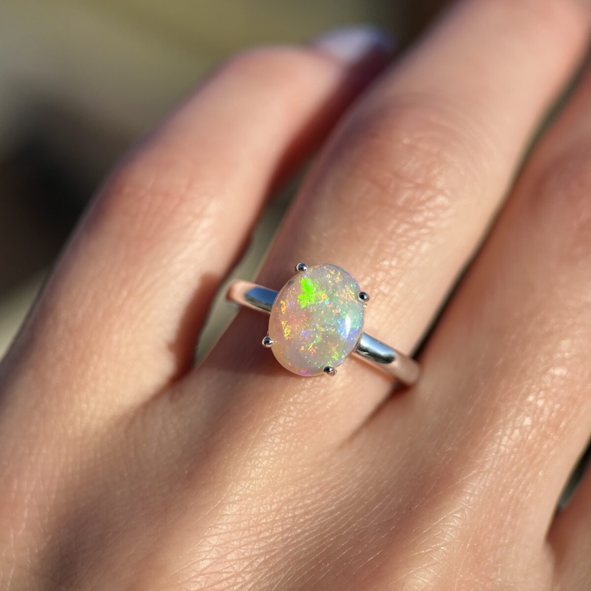 Sterling silver ring with Australian Crystal Opal SZ 5 - Image 2