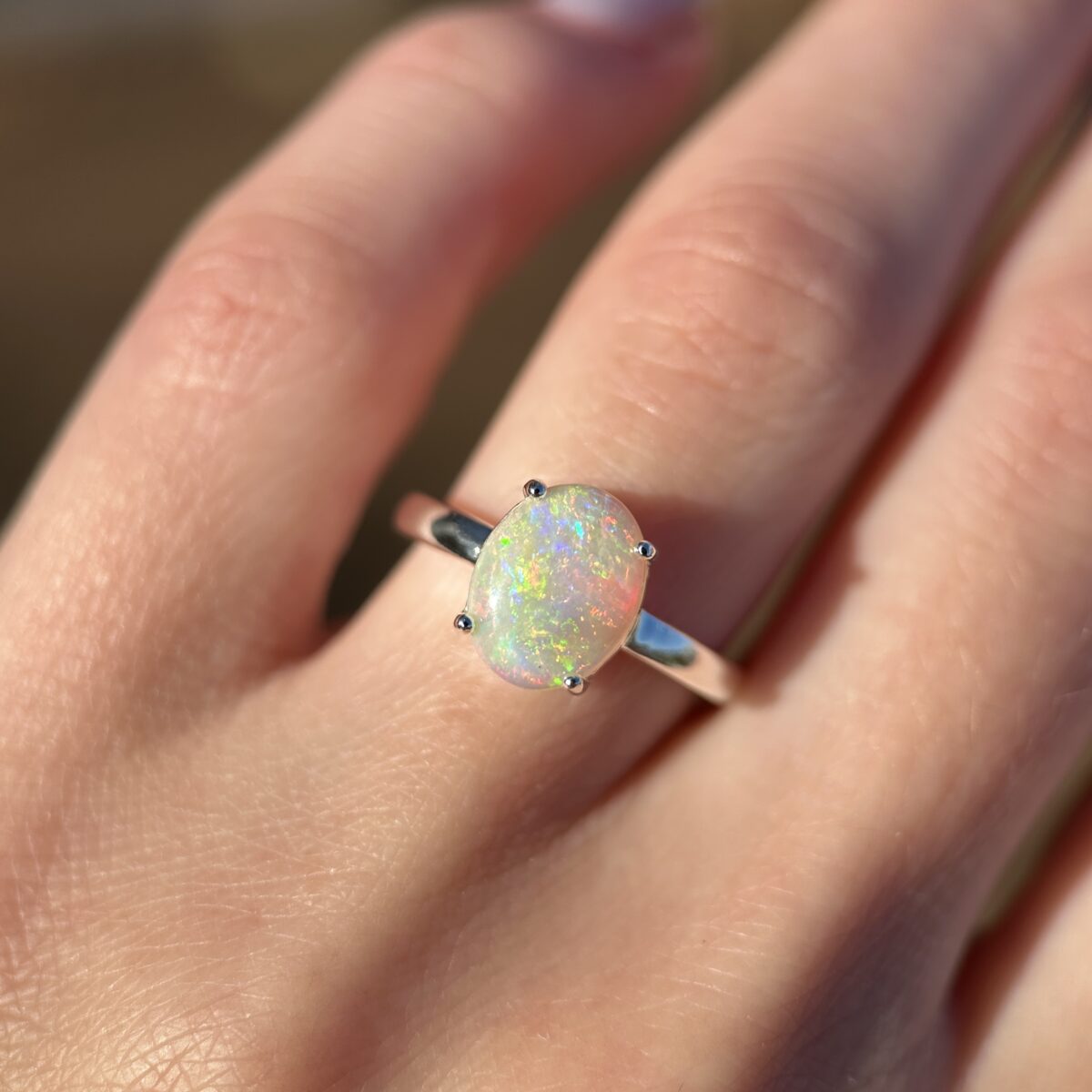 Sterling silver ring with Australian Crystal Opal SZ 5 - Image 3
