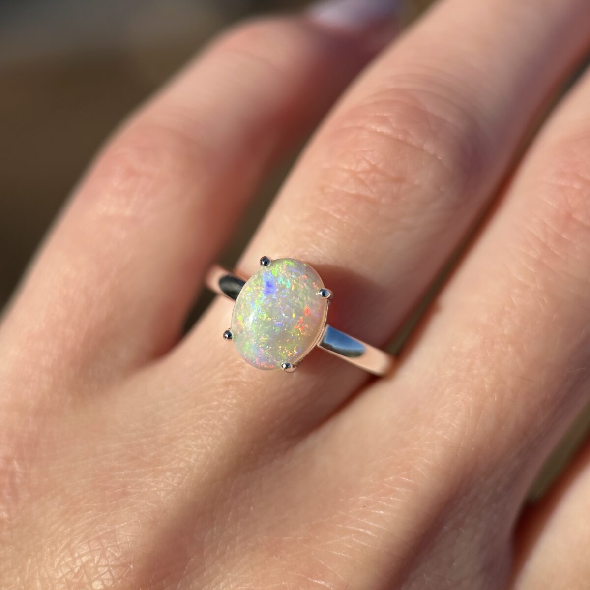 Sterling silver ring with Australian Crystal Opal SZ 5 - Image 4