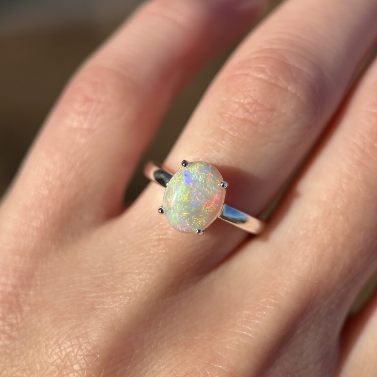 Sterling silver ring with Australian Crystal Opal SZ 5 - Image 5