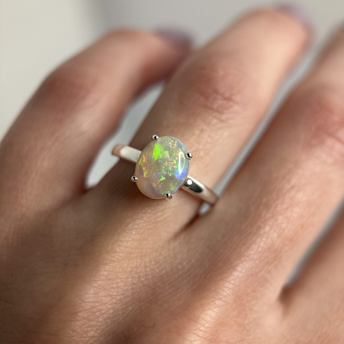 Sterling silver ring with Australian Crystal Opal SZ 5 - Image 6