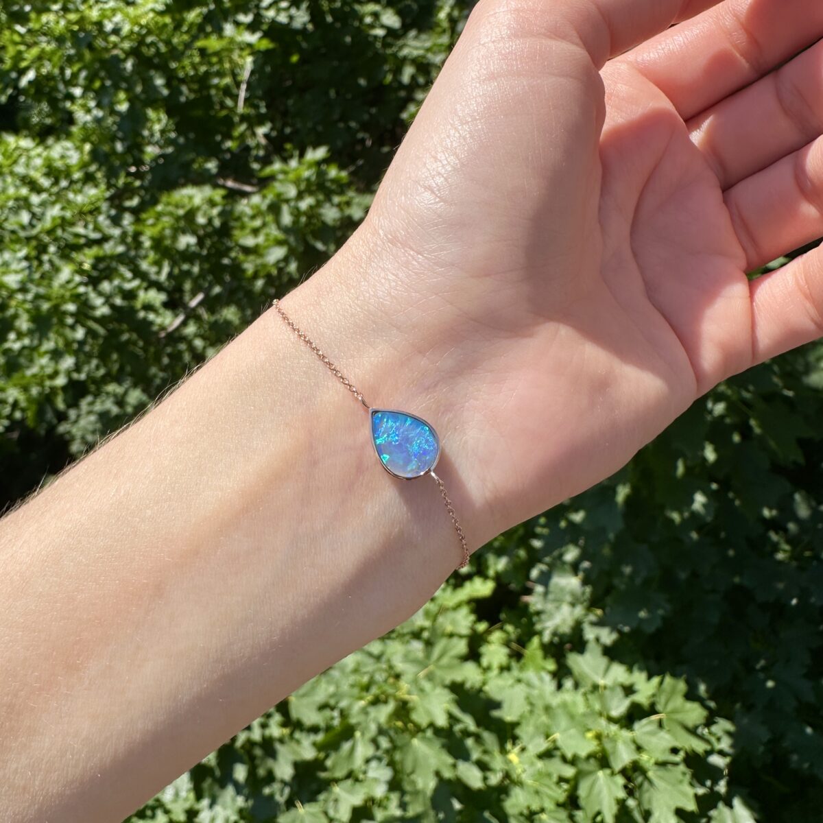 14K Rose gold bracelet with Australian Crystal Opal - Image 7