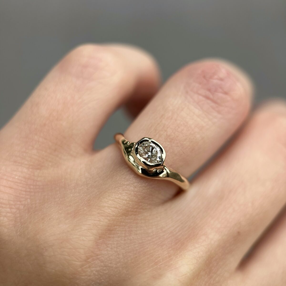 14K Molten Yellow Gold ring with Diamond SZ 4.25 - Image 16