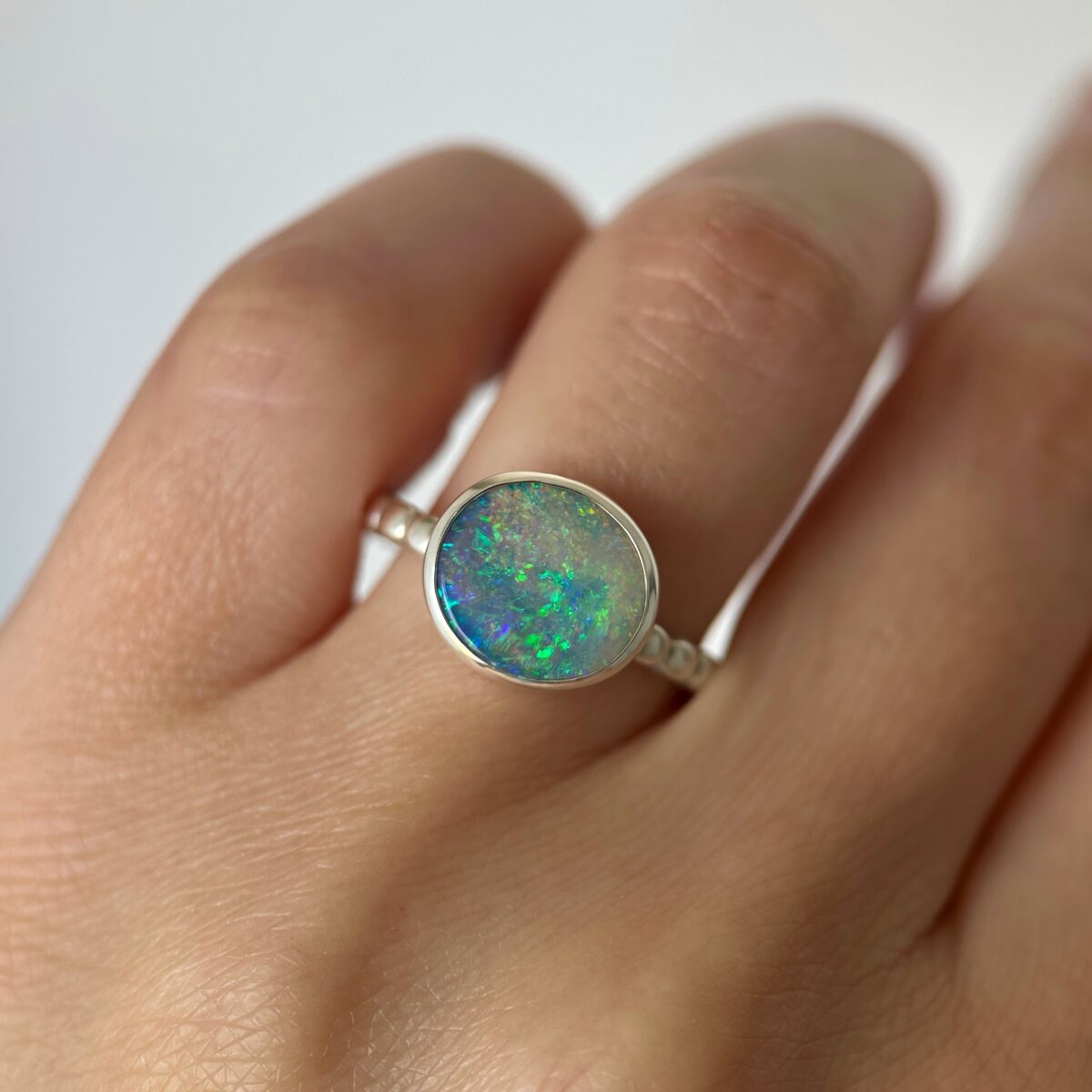 Sterling silver ring with Australian Crystal Opal SZ 8 - Image 3