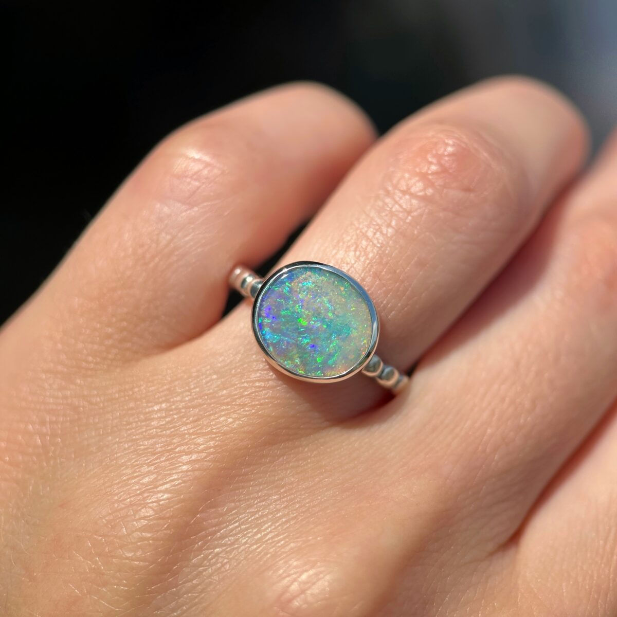 Sterling silver ring with Australian Crystal Opal SZ 8 - Image 5
