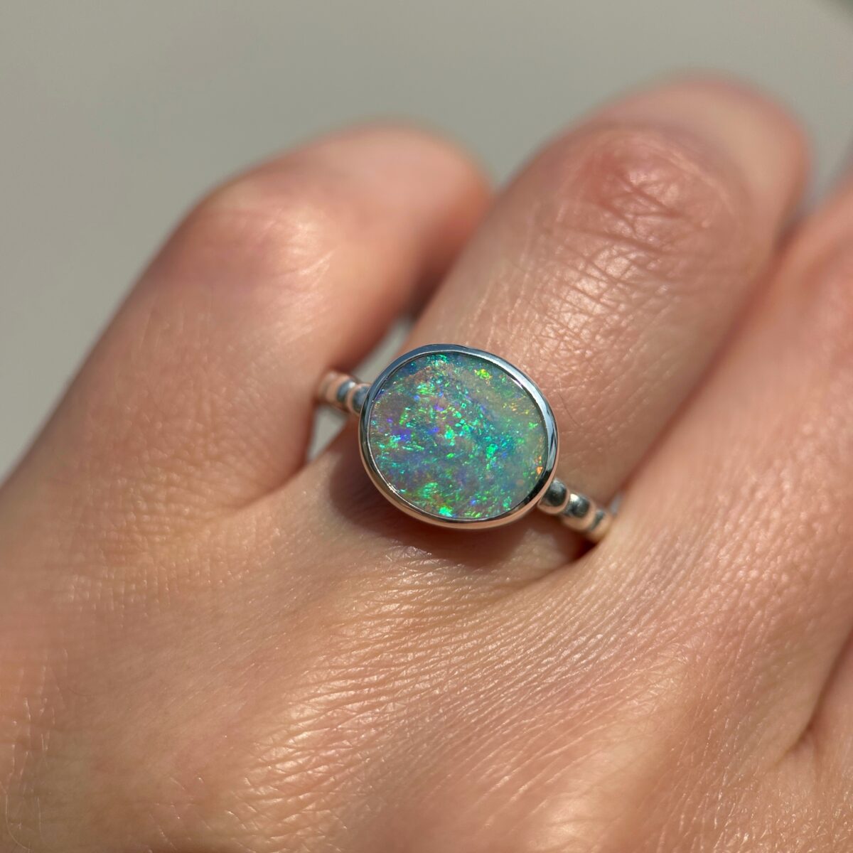 Sterling silver ring with Australian Crystal Opal SZ 8 - Image 6