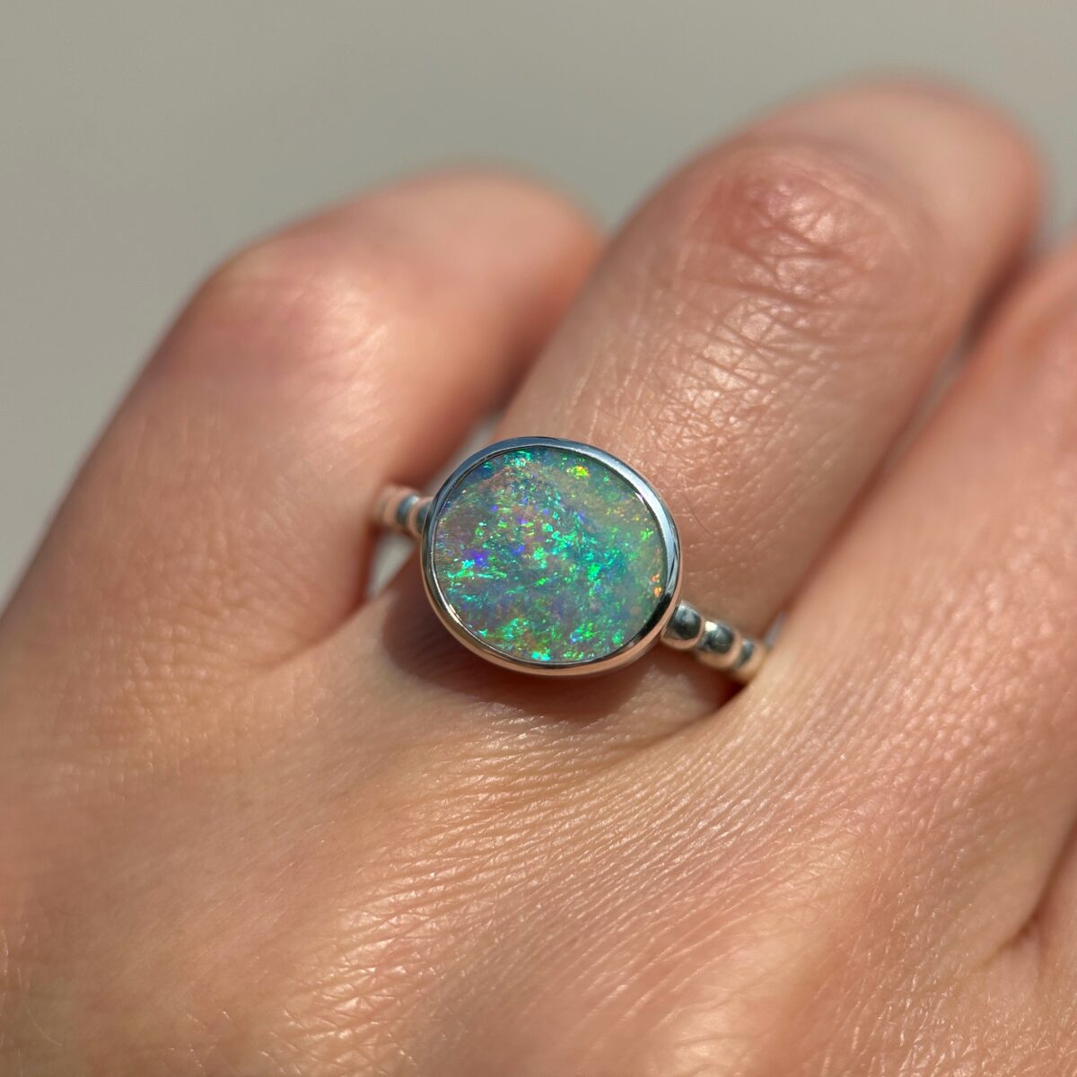 Sterling silver ring with Australian Crystal Opal SZ 8