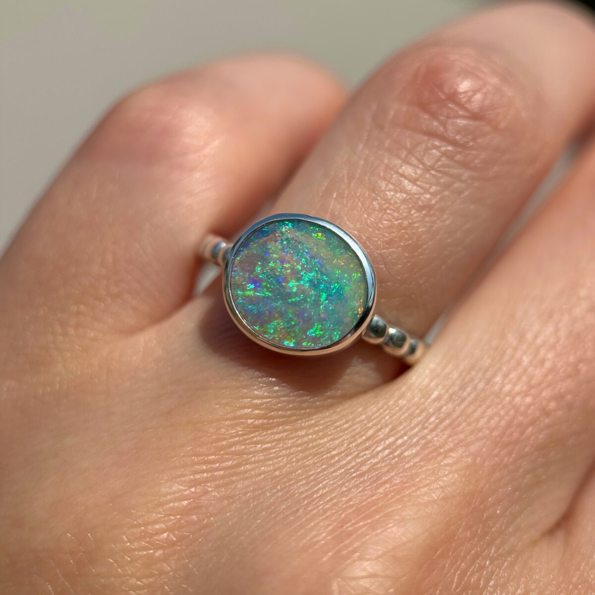 Sterling silver ring with Australian Crystal Opal SZ 8 - Image 8