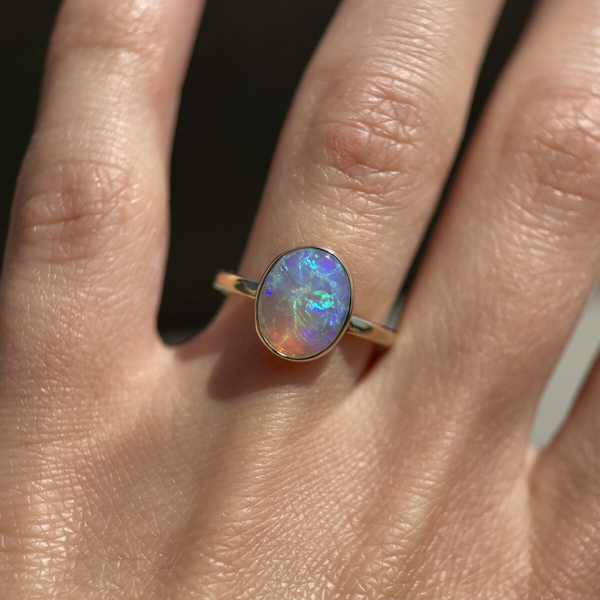 14K Yellow gold ring with Australian Crystal Opal SZ 5 - Image 13