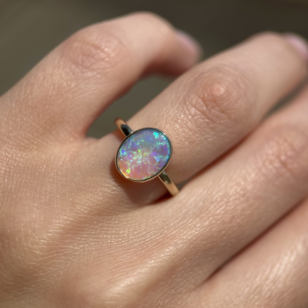 14K Yellow gold ring with Australian Crystal Opal SZ 5 - Image 14