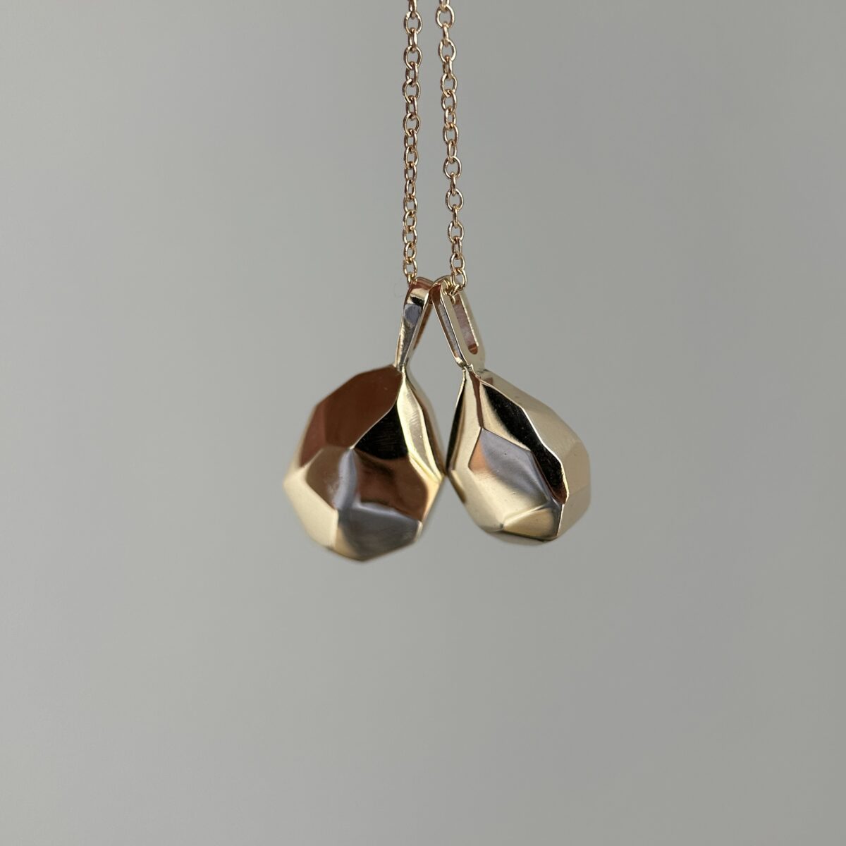 14K Yellow gold Geometric Pendants with Australian Crystal Opals - Image 3