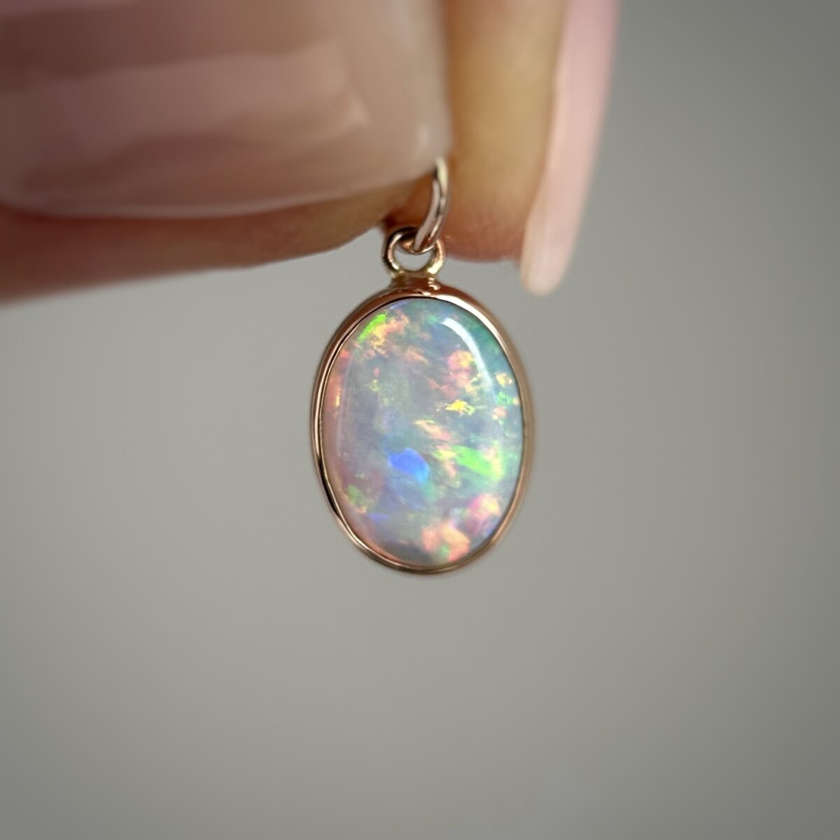 14K Rose gold pendant with Australian Crystal Opal - Image 2