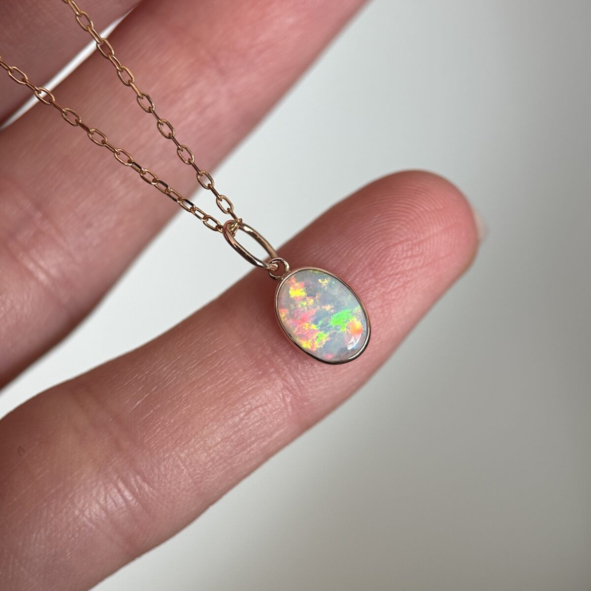 14K Rose gold pendant with Australian Crystal Opal - Image 3