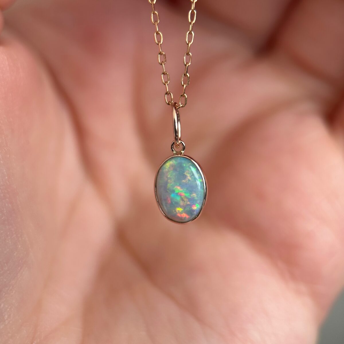 14K Rose gold pendant with Australian Crystal Opal - Image 6