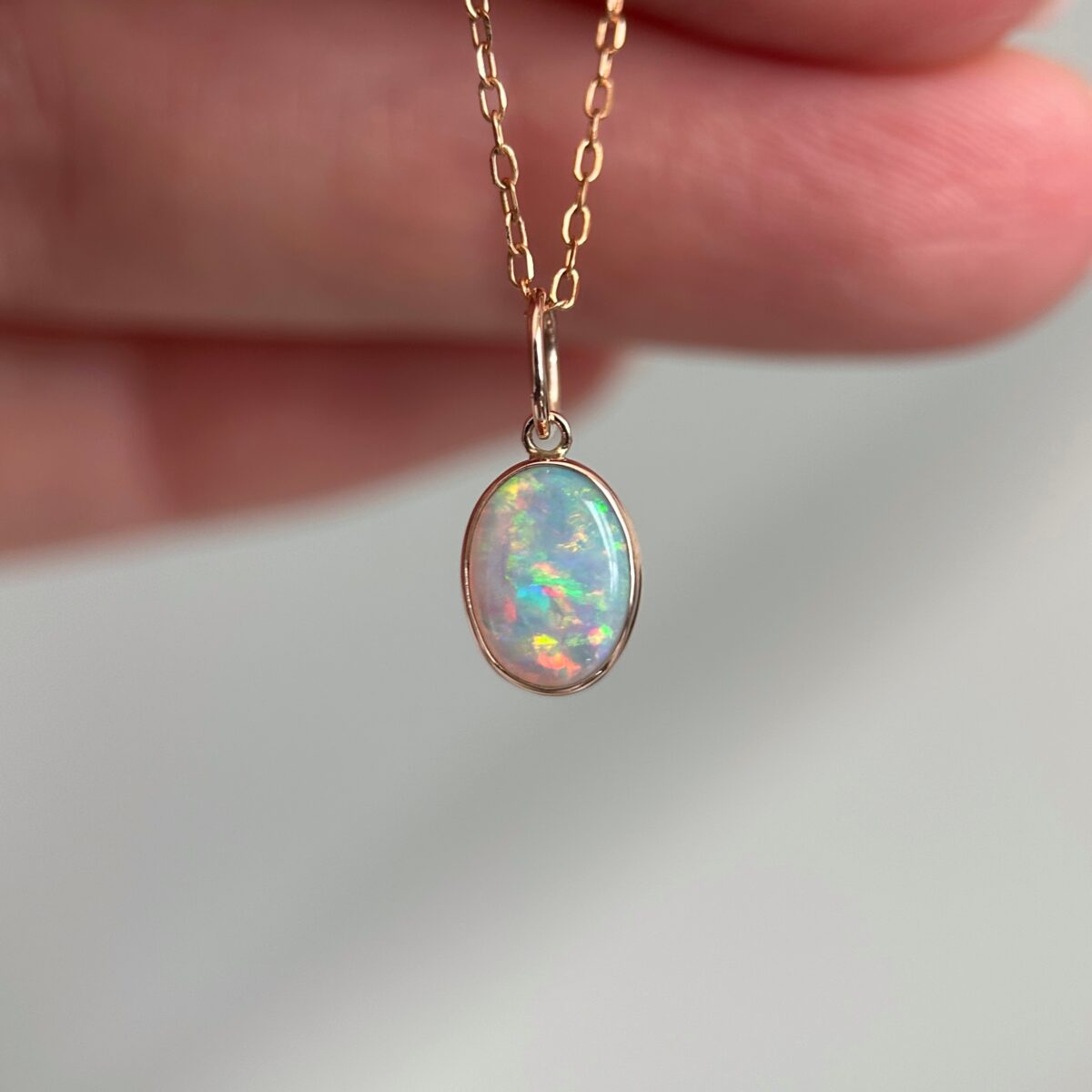 14K Rose gold pendant with Australian Crystal Opal - Image 7