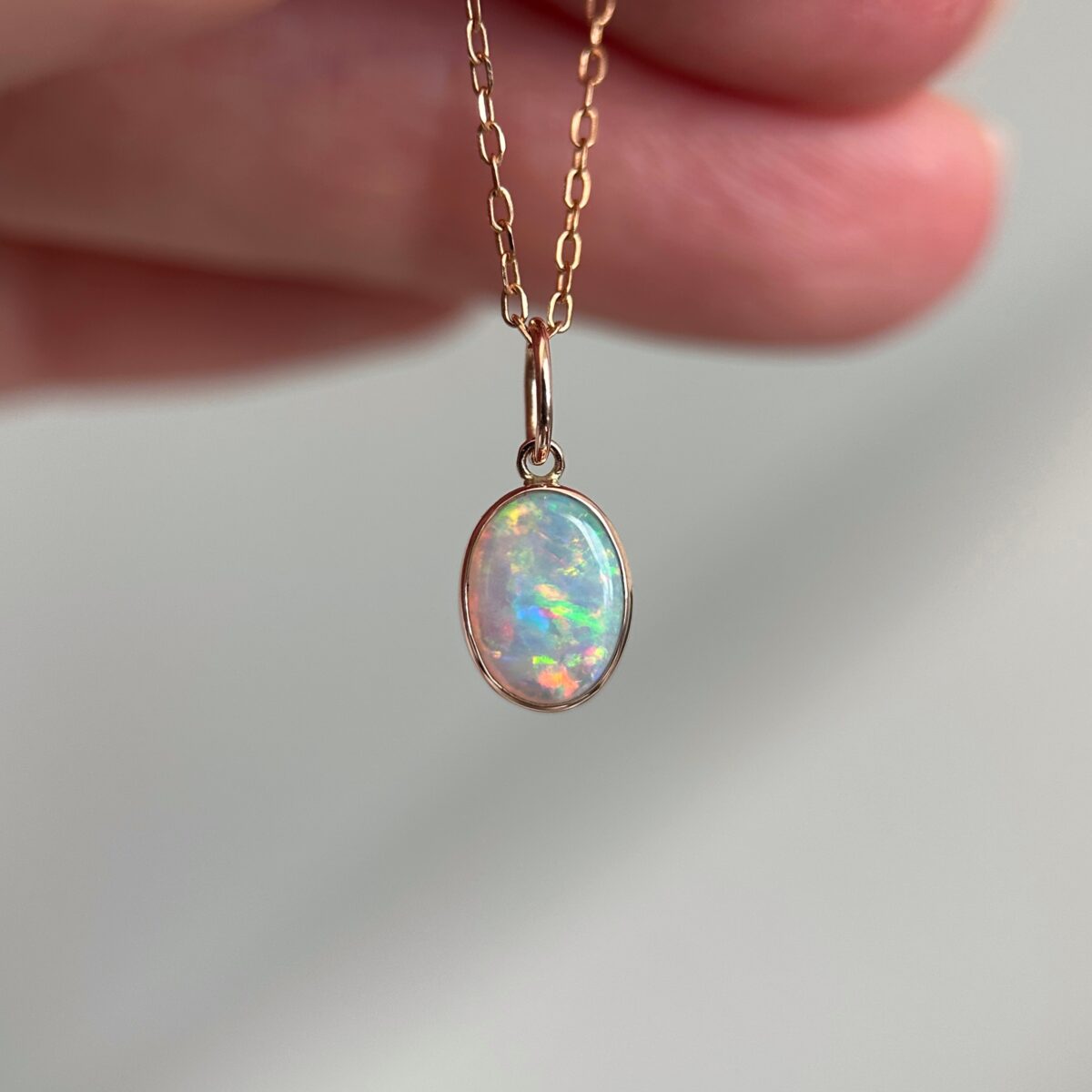 14K Rose gold pendant with Australian Crystal Opal - Image 8
