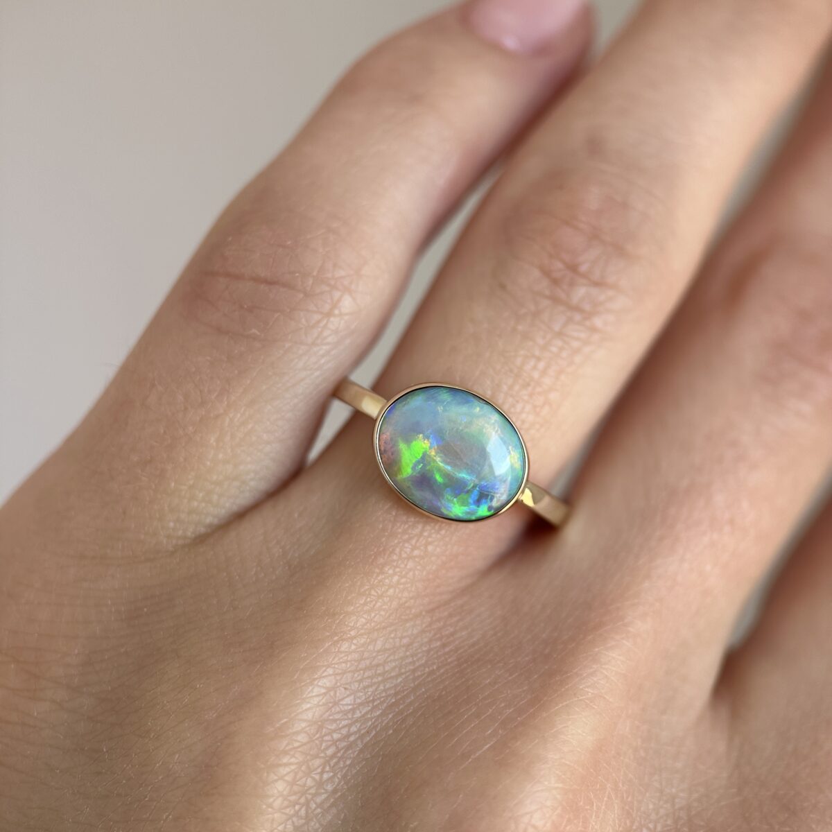 14K Yellow gold ring with Australian Crystal Opal SZ 6.5 - Image 7