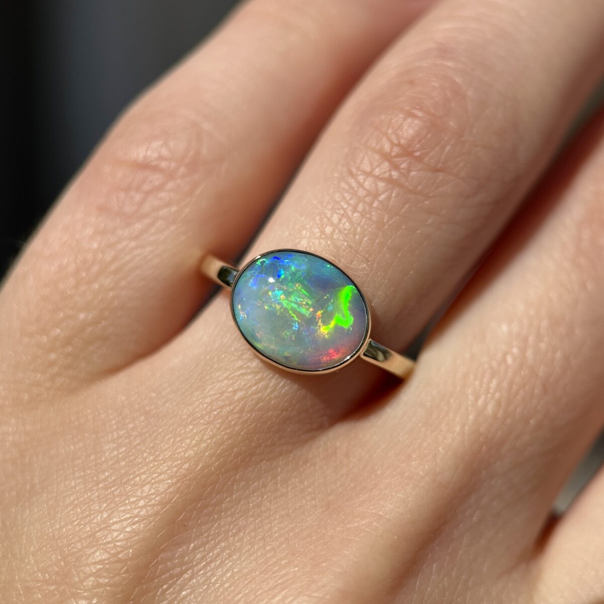 14K Yellow gold ring with Australian Crystal Opal SZ 6.5 - Image 10