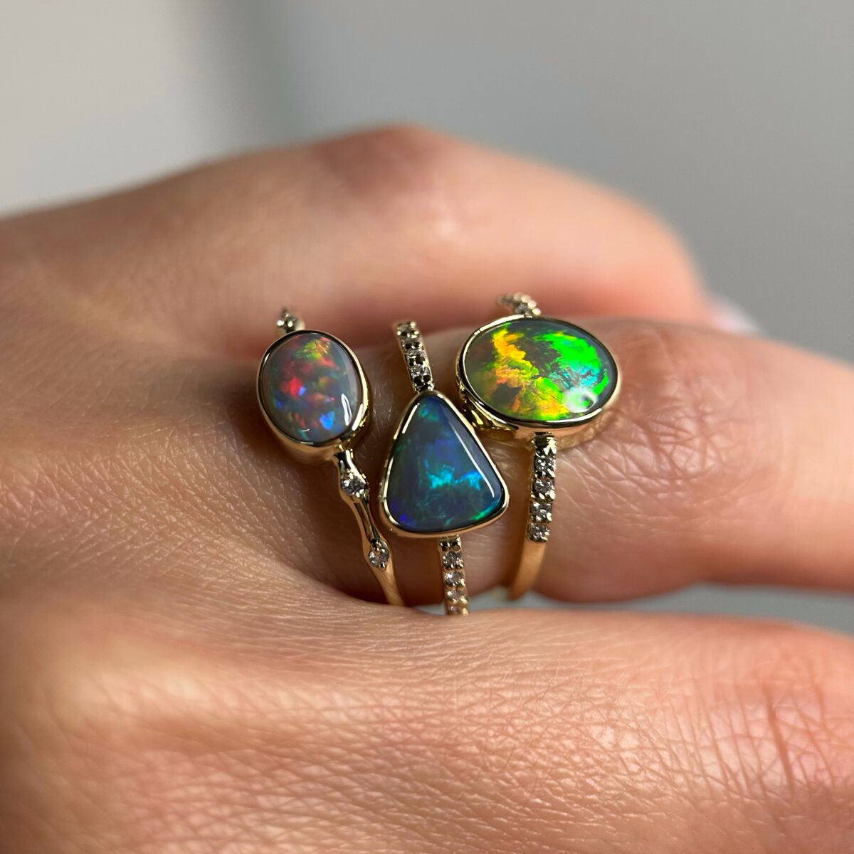 14K Yellow gold ring with Australian Black Opal and Diamonds SZ 6 - Image 13