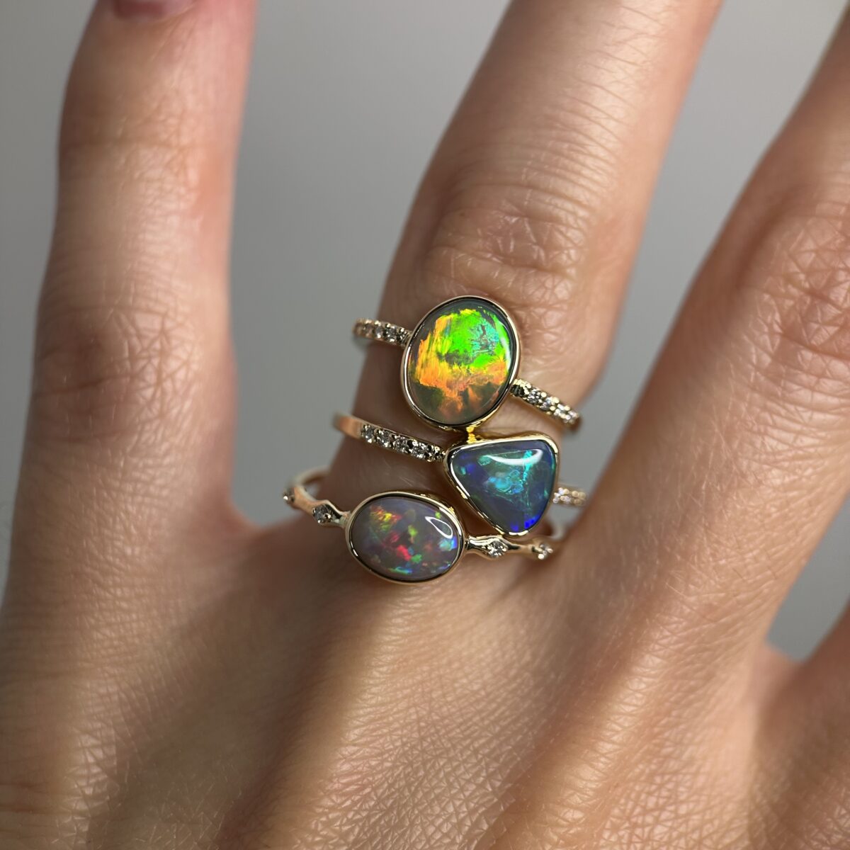 14K Yellow gold ring with Australian Black Opal and Diamonds SZ 6 - Image 14
