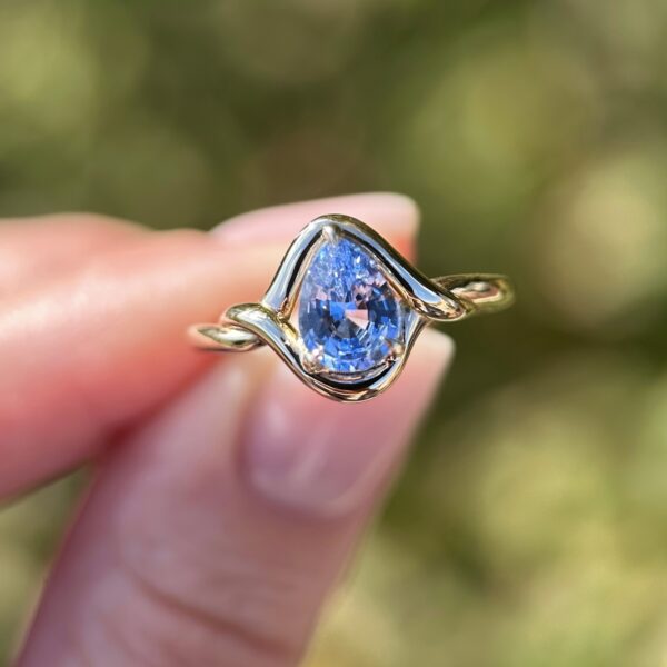 14K Yellow Gold Aila ring with Blue Sapphire SZ 6.75